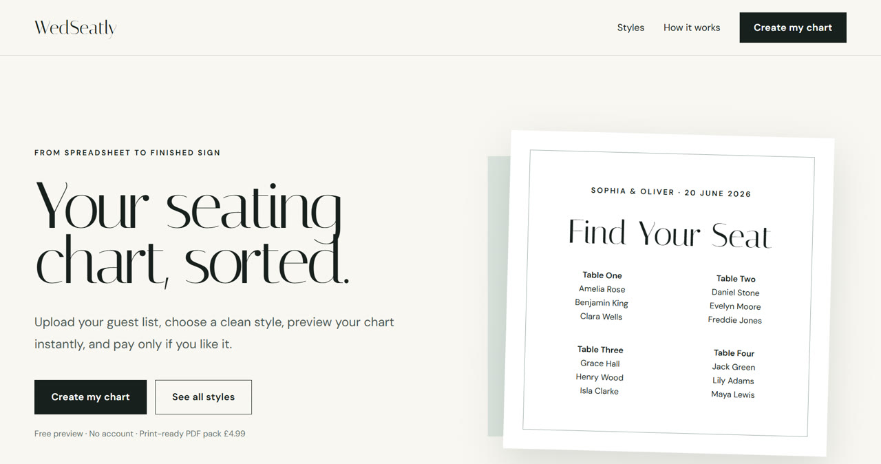 WedSeatly seating chart builder demonstration